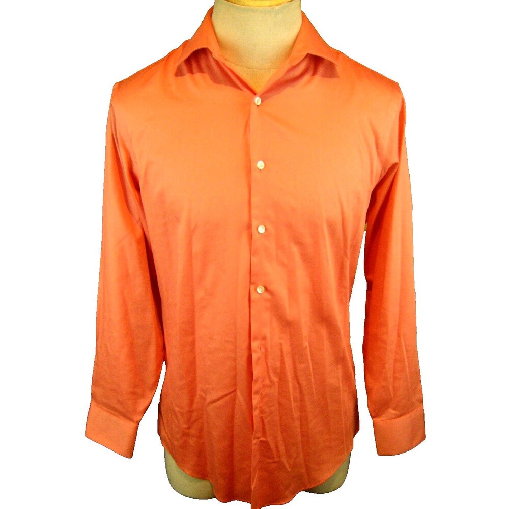 Mens Geoffrey Beene Melon Cotton Blend No Iron LS Dress Shirt  sz 15x32/33